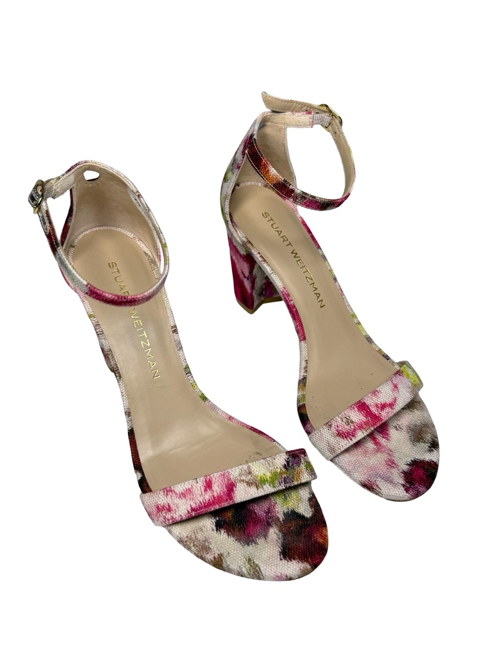 Stuart Weitzman Womens Size 8B Block Heel Ankle Strap Sandals Made Spain Luxury